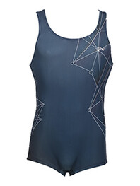 Men's and Boys Unitards Gymnastics in Blue with sides in line graph designs and details