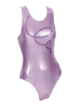Sleeveless Gymnastics Leotard in pink with purple swirl pattern