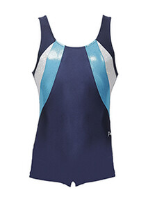 Men's and Boys Unitards Gymnastics in Navy with Silver and Turquoise on upper sides of chest and armpits