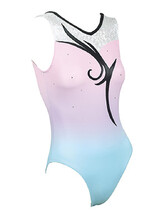 Sleeveless Gymnastics Leotard with colour fade from Blue to Pink
