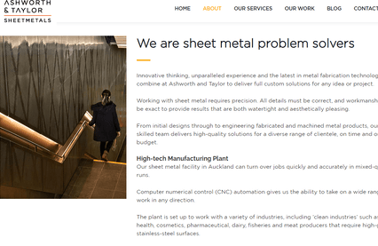 Image of Ashworth & Taylor Sheetmetals website