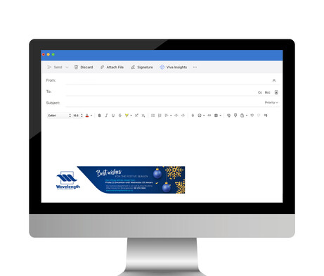 Wavelength Christmas email signature designed by Kaz - Design. Brand. Web.