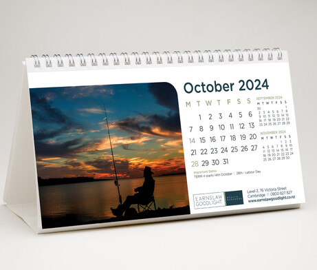 Earnslaw Goodlight desktop calendar designed by Kaz - Design. Brand. Web.