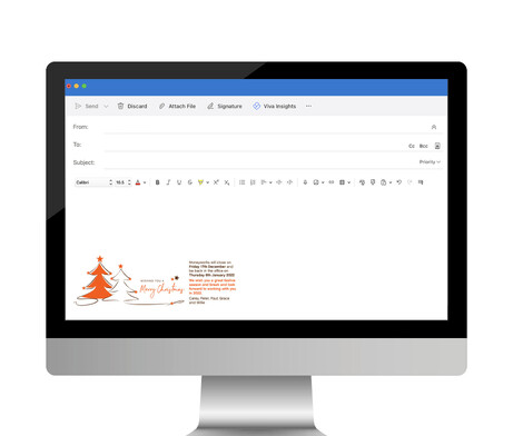 Moneyworks Christmas email signature designed by Kaz - Design. Brand. Web.