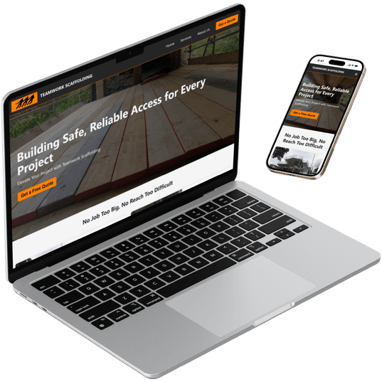 Screenshot of the Teamwork Scaffolding website homepage