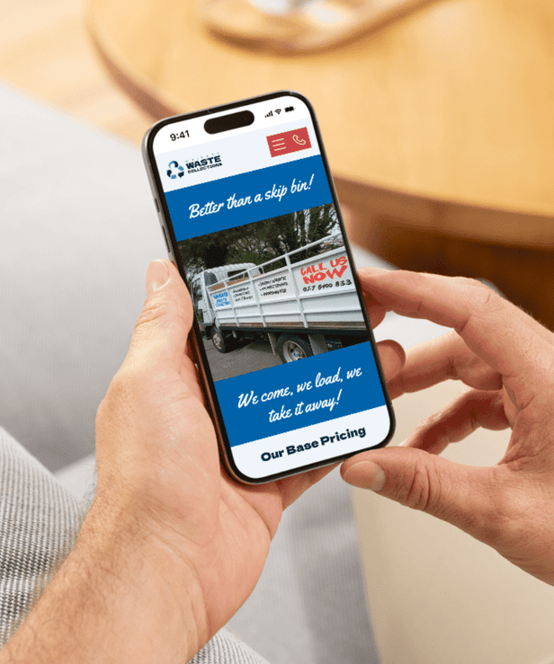 A waste collections website displayed on a phone