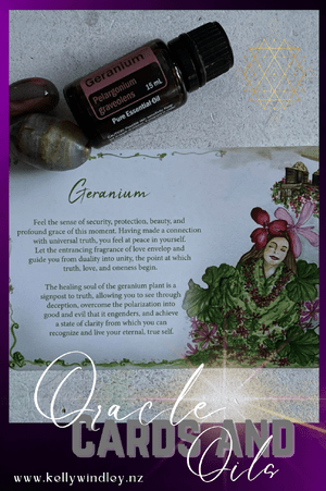 Geranium Essential Oil Card, Geranium Essential Oil, Crystals