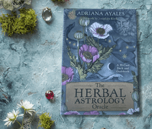 The Herbal Astrology Oracle on a background of moss and gem