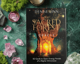 The Sacred Forest Oracle on a moss and gem background