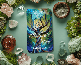 Nature's Way Oracle Cards on a moss and gem background