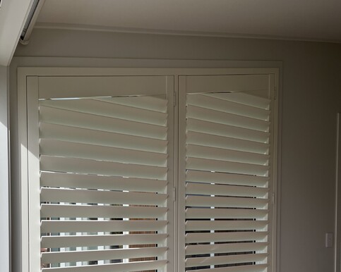 Shutters can be left fully open, or closed up tight to block light, or anywhere in between, just grab one blade and they all move together!