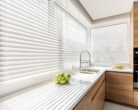 Practical and beautiful, our venetian blinds are custom made using the highest quality components. You can deflect excess sun or allow more in, provide daytime privacy and night time full closure