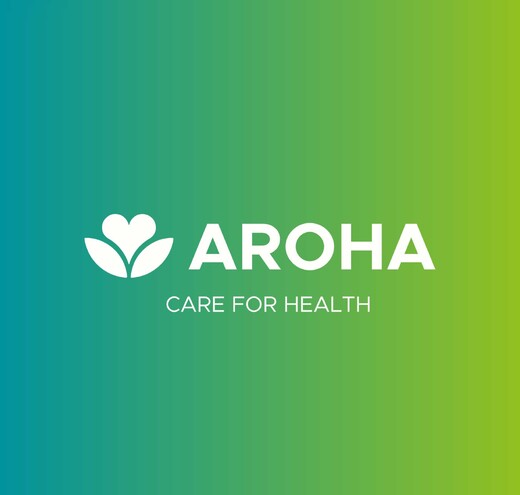 Aroha Care for Health logo design with modern icon mark