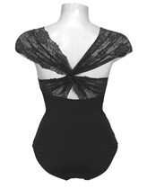 Cap Strap sleeve Ballet leotard with Sleeve lace material and the rest plain Port