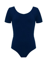 Short Sleeve Ballet Leotard with Wide scoop neck Navy