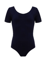 Short Sleeve Ballet Leotard with Wide scoop neck Black 