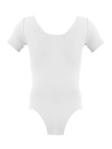 Short Sleeve White Ballet Leotard with Scoop neck