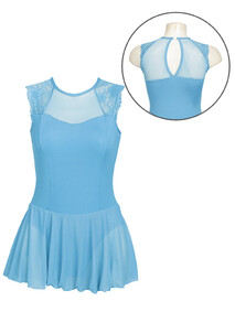 lace and mesh ballet leotard dress in blue