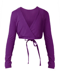 Long Sleeve ballet crossover top in Port Purple with ties