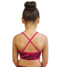 Dance Croptop in Cerise pink Zebra print with crossed back straps
