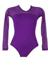 Long Sleeve Ballet Leotard with slight round V-neck line Purple