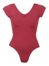 Cap Strap Ballet leotard with slight Scoop V-neck plain Burgundy