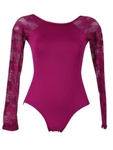 Long Sleeve Ballet leotard with Lace on arms Red