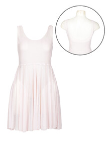 sleeveless ballet leotard dress in white with scoop neck