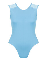 Wide Strap Ballet Leotard with round neck line Blue 