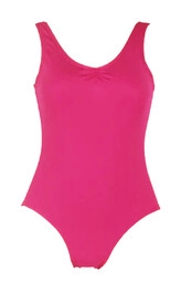 Wide Strap Ballet Leotard with a V-Neck Raspberry Pink