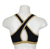 Tank style Jazz Singlet in Black with Cerise Edging on Sleeves and Crossed back