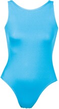 Sleeveless Ballet leotard with round U-neck shape plain Blue