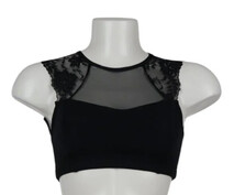 Tank style Jazz Singlet in Black with Cerise Edging on Sleeves and Crossed back