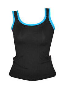 Tank style Jazz Singlet in Black with Purple Edging on Sleeves and Keyhole back