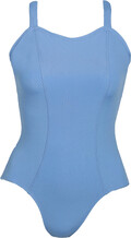 Short Sleeve Ballet Leotard with slight V-neck shape plain Blue