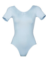 Short Sleeve Ballet leotard with slight scoop neck plain Blue