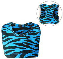 Dance Croptop with Racerback Muscleback in Turquoise Zebra Print