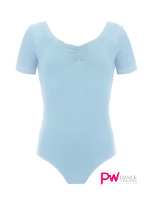 Short Sleeve Ballet Leotard with Scoop neck Blue