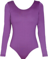 Long Sleeve Ballet leotard with a scoop neck plain Purple