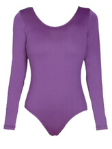 Long Sleeve Ballet Leotard with slight round V-neck line Purple