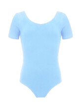 Short Sleeve Ballet Leotard with Wide scoop neck Blue