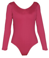 Long Sleeve Ballet Leotard with Scoop neck plain Dark Raspberry