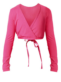 Long Sleeve ballet crossover top in Raspberry Pink with ties