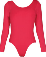 Long Sleeve Ballet leotard with scoop neck Red