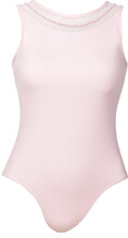 Sleeveless Ballet leotard with a slight round pearl U-neck Pink
