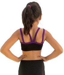 Black dance croptop with double straps in purple grape