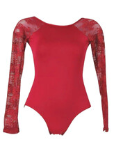 Long Sleeve Ballet leotard with Lace on arms Red