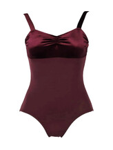 Wide Strap Sleeve Ballet leotard with V-neck line Black