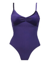 Spaghetti Strap Ballet Leotard wide V-neck shape plain Navy