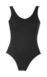 Wide Strap Ballet Leotard with a Wide V-Neck Black